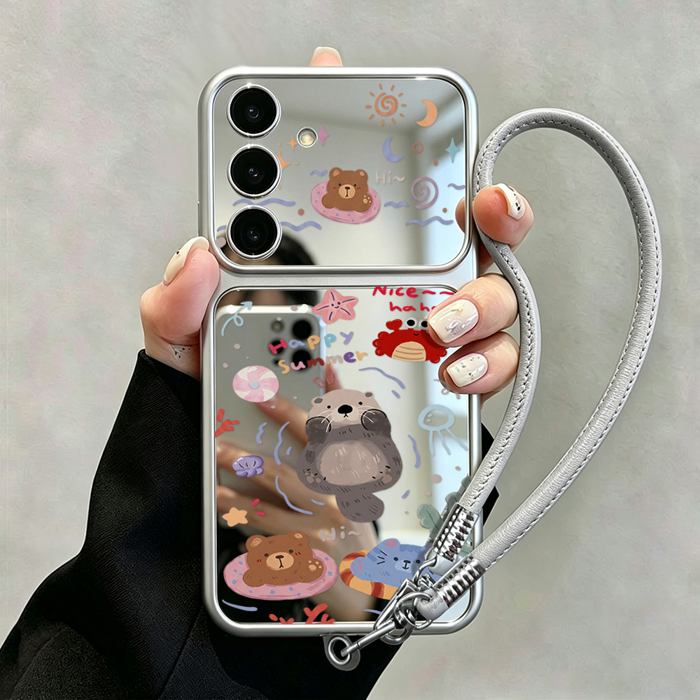 Phone Cases Galaxy A16 5G - Чехол-зеркало с изображением мультяшного медведя и