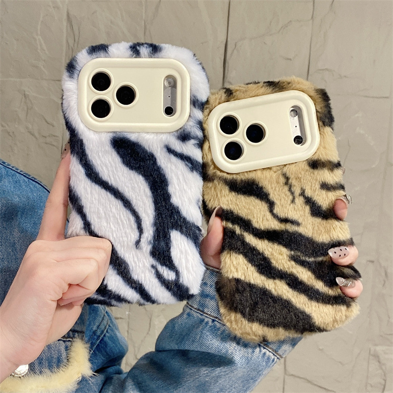 Phone Cases Iphone 13 - Роскошный плюшевый чехол с узором зебры